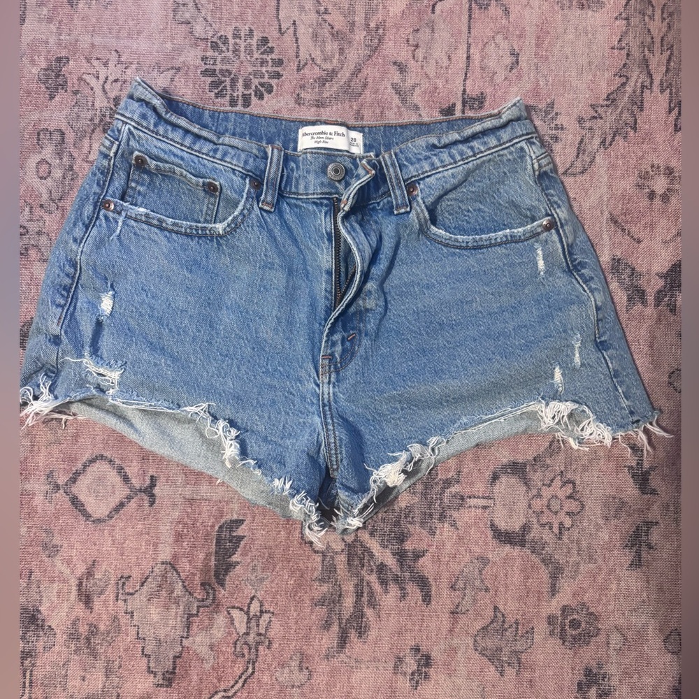 Abercrombie & Fitch Women’s Faded Blue Distressed Denim Shorts